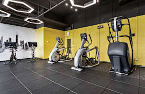 Fitness center with exercise bikes