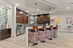 Clubhouse kitchen at Legacy Flats Apartments, San Antonio, Texas