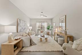 Contemporary Living Room at Legacy Flats Apartments, San Antonio, TX, 78254