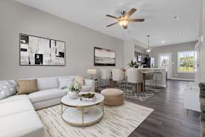 Living Room with ceiling fan at Arrowood Farms, Tennessee, 37042