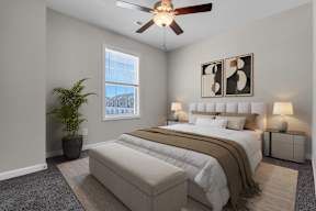 Bedroom with large bed at Arrowood Farms, Clarksville Tennessee