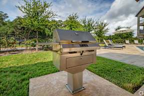 Poolside grilling station at Legacy at Cibolo Apartments, Texas
