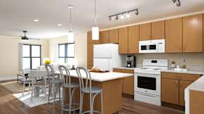 Modern Kitchen With Dining Area at Sidney Village, Arizona