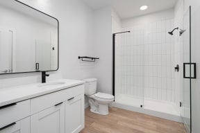 Renovated Bathrooms With Quartz Counters at Crossline, Columbus, Ohio