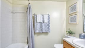 a bathroom with a shower and a sink and a toilet