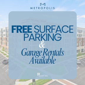 A sign advertising free surface parking and garage rentals.