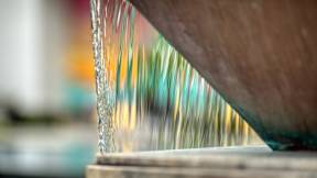 A close up of a metal object with a blurred background at Mosaic Summit Pointe in Chesapeake, Virginia