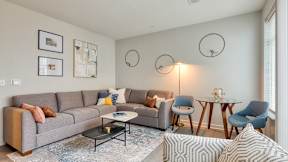 Living Room at Evening at Mosaic Summit Pointe VA, 23320