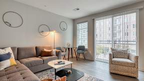 Living Room at Evening at Mosaic Summit Pointe VA, 23320
