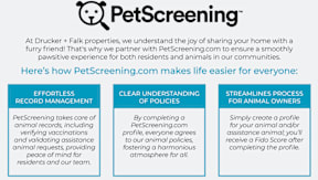A poster explaining how PetScreening.com makes life easier for everyone.