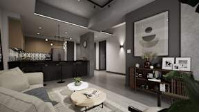 Minimalist style living room at Damask, Windsor