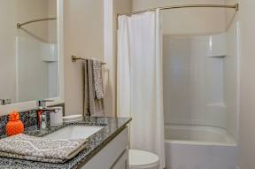Bathroom with sink at Riverside Flats at Aberfoyle Village, Belmont