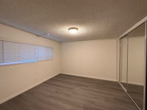 Bedroom with Hard Floors and Mirrored Wardrobe Closet