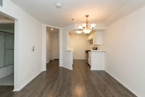 Dining Room with Hardwood Floors and Chandelier