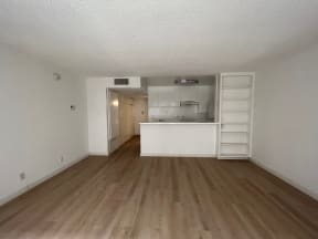 Living Area with Hard Floors and Built-In Shelves