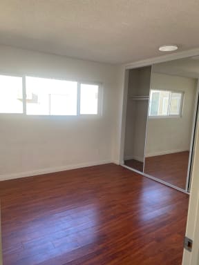 Bedroom with Mirrored Wardrobe Closet