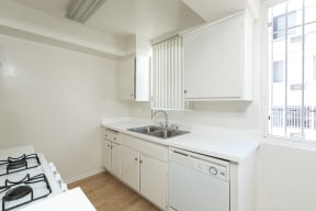 Kitchen with White Appliances and White Cabinets