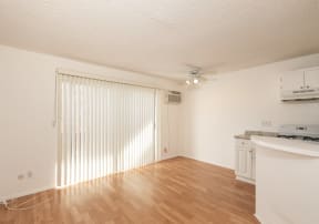 Living Room with Hardwood Floors and Patio Doors