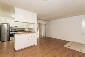 Living Room and Kitchen with Hardwood Floors
