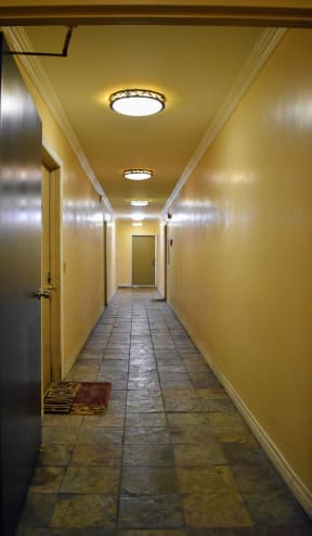 tiled hallway between units