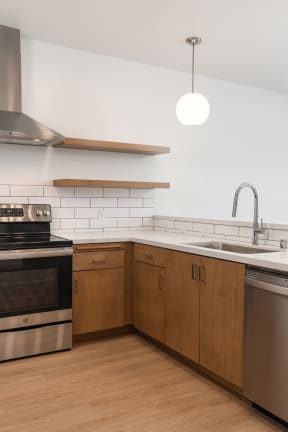 1 Bed Type B Kitchen with Quartz Counters  at Connect, San Luis Obispo, California