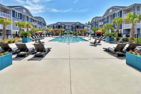 Swimming pool with lounge seating
