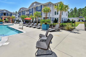 Swimming pool with lounge seating