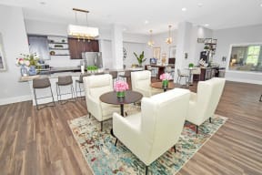 a clubhouse filled with furniture