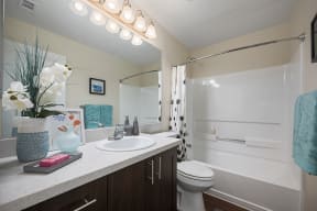 a bathroom with a toilet sink and bathtub at Folsom Ranch, Folsom, 95630