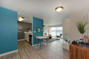 Kitchen and View of Living Room at The Summit at Lake Union, Seattle