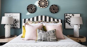 Cotton Mill apartments bed with eight pillows