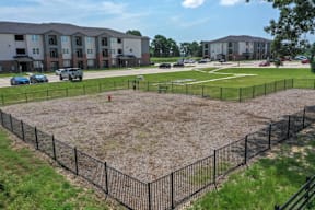 A dog park at Flat Creek Apartments in Athens TX