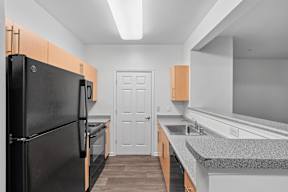 kitchen with black appliances