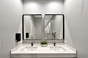 double sink in the Farmington Lake community bathroom