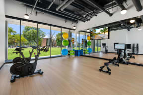 private fitness studio at Atrio Apartments in Chicago