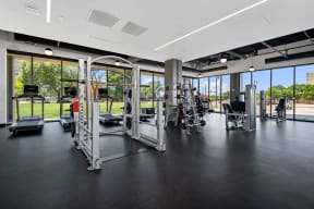 exercise equipment at Atrio's on-site fitness center