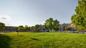 lawn in front of the Valley Creek apartment building in Woodbury, MN