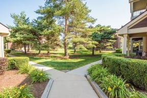 walkway leading to Green Trails Apartments in Lisle, IL