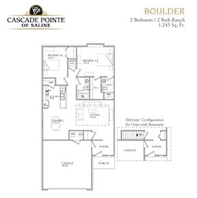 A floor plan for a Boulder property with two bedrooms and two baths.