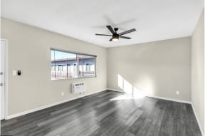 Living room at Courtyard La Pat Apartments in Westminster California