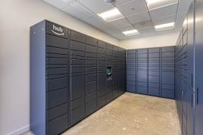 A row of black server racks in a data center.
