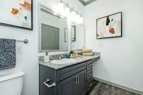the preserve at ballantyne commons apartments bathroom with sink and mirror