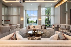 a living room with couches and a table