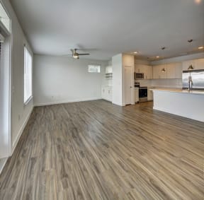 hard wood flooring in the living room at Brixton South Shore, Texas, 78741