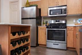 kitchen with wine bottle rack