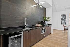 a kitchen with a sink and a counter top