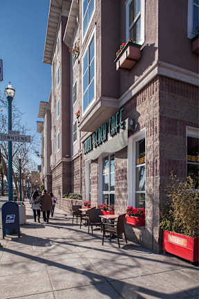 A street view of a building with a sign that says Townsend.