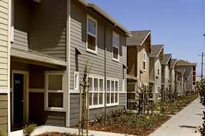 A row of houses with the number 231 on the front door.