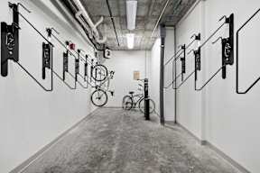 Wall-mounted Bike Racks at Gathyr Apartments, Indianapolis