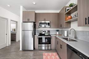 Kitchen Space at Gathyr Apartments, Indianapolis, Indiana